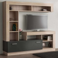 Parete Attrezzata con Libreria e Tv Moderna con Ripiani Soggiorno
