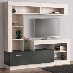 Parete Attrezzata con Libreria e Tv Moderna con Ripiani Soggiorno