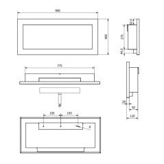 Camino Bioetanolo da Incasso 90 cm da Parete con Cornice Nero