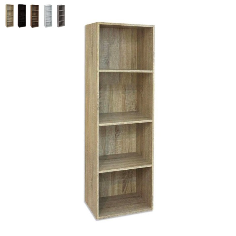 Mobiletto Libreria Scaffale Legno a Colonna 4 Ripiani 40x30 cm