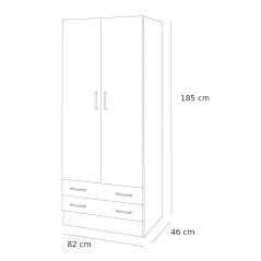 Armadio Bianco 2 Ante 80 cm Larghezza in Legno Ecologico