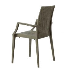 Sedia Rattan Bistrot Grand Soleil da Giardino con Braccioli Impilabile