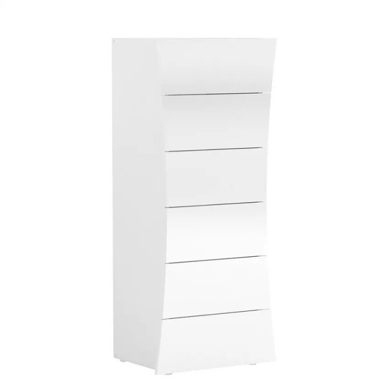 Settimino Bianco Lucido Laccato Cassettiera Alta e Stretta Camera da Letto Hodin Settimino Bianco Lucido Laccato Cassettiera Alta e Stretta Camera da Letto Hodin