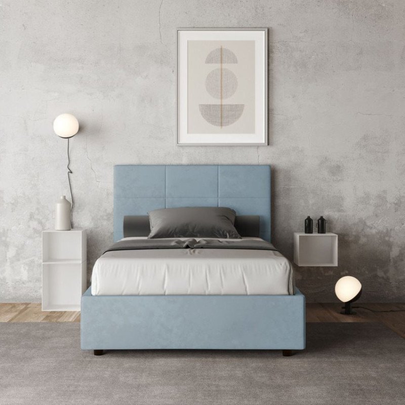 Letto Una Piazza e Mezza Lungo 210 in Microfibra Made in Italy con Rete Letto Una Piazza e Mezza Lungo 210 in Microfibra Made in Italy con Rete