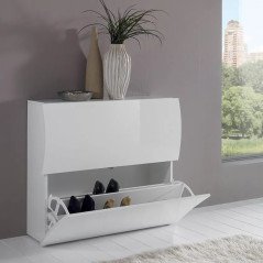 Scarpiera Bianca Design Slim Widev Salvaspazio 2 Ante 24 Paia di Scarpe