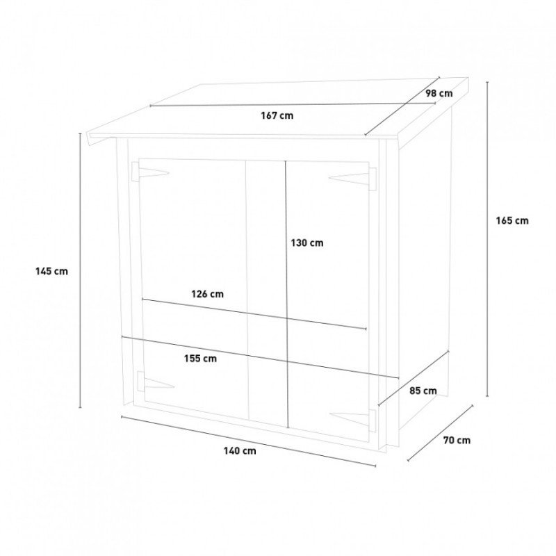 Casetta da giardino addossata rimessa in legno per attrezzi HOBBY