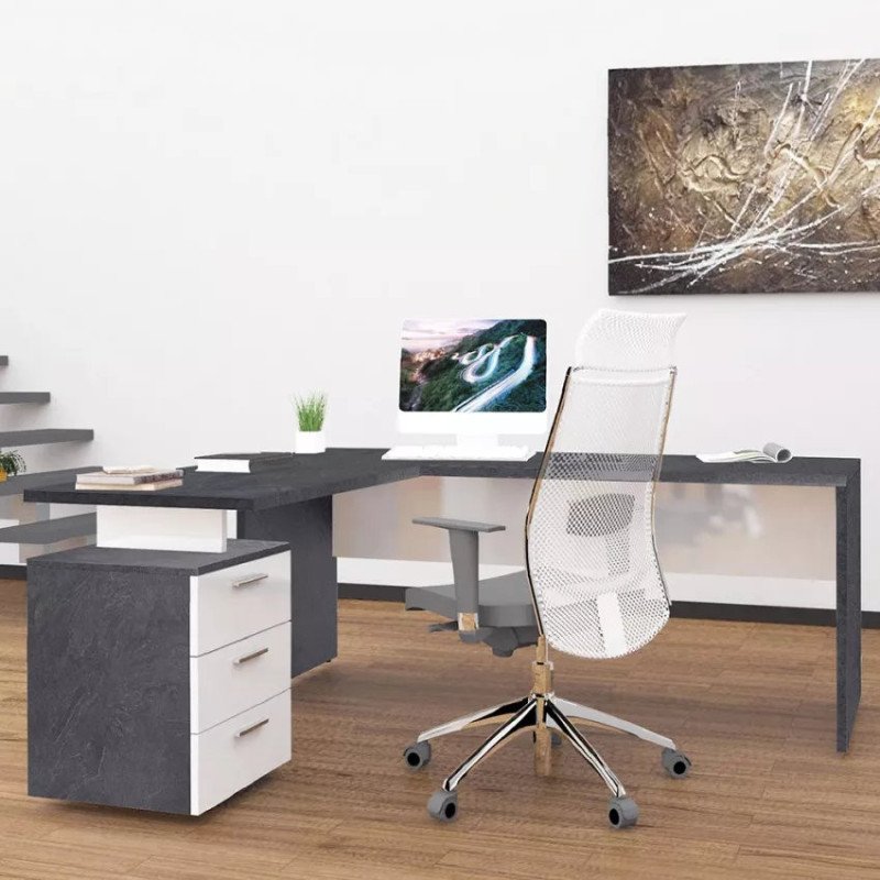 Scrivania ad Angolo con Cassetti per Ufficio Pc Angolare Moderna Scrivania ad Angolo con Cassetti per Ufficio Pc Angolare Moderna