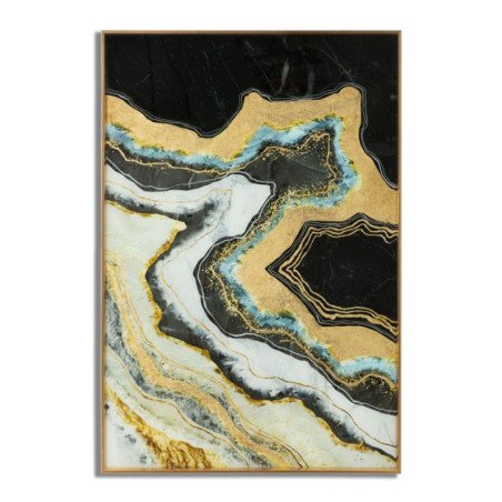 Quadro Nero e Oro Moderno con Cornice Arte Astratta 60x90