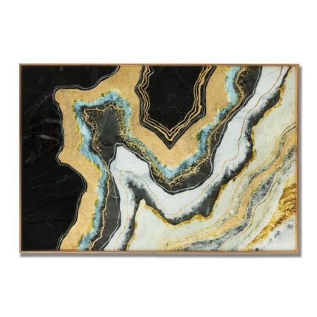 Quadro Nero e Oro Moderno con Cornice Arte Astratta 60x90