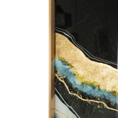 Quadro Nero e Oro Moderno con Cornice Arte Astratta 60x90
