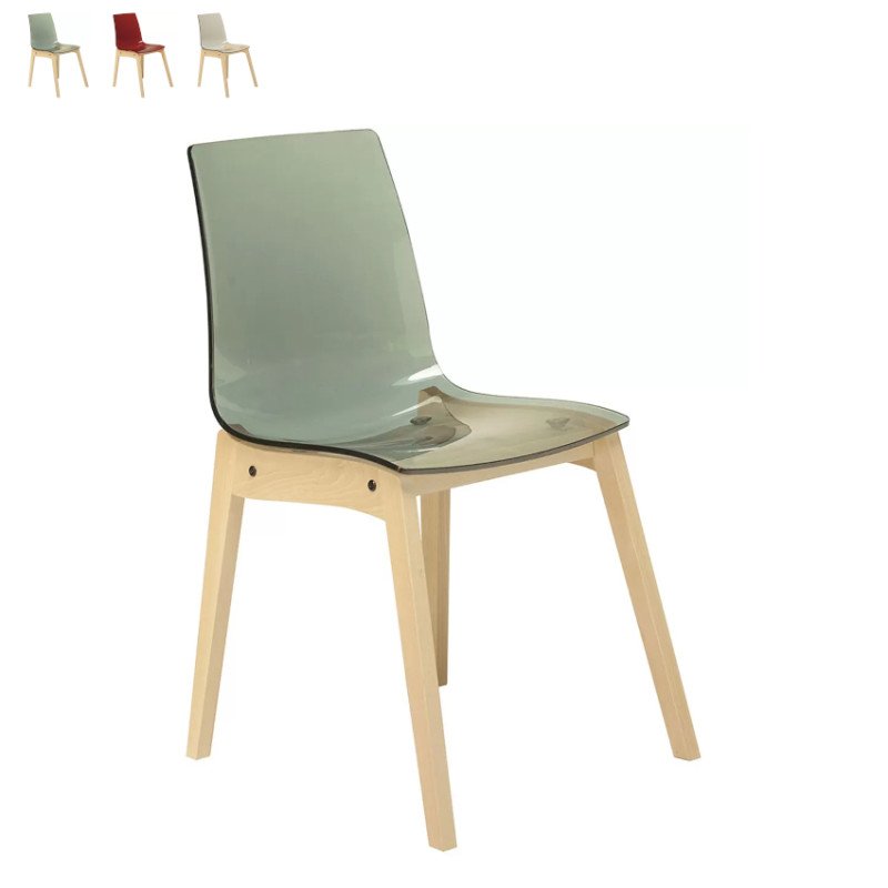 Sedie Grand Soleil Trasparenti con Gambe in Legno Lollipop Wood