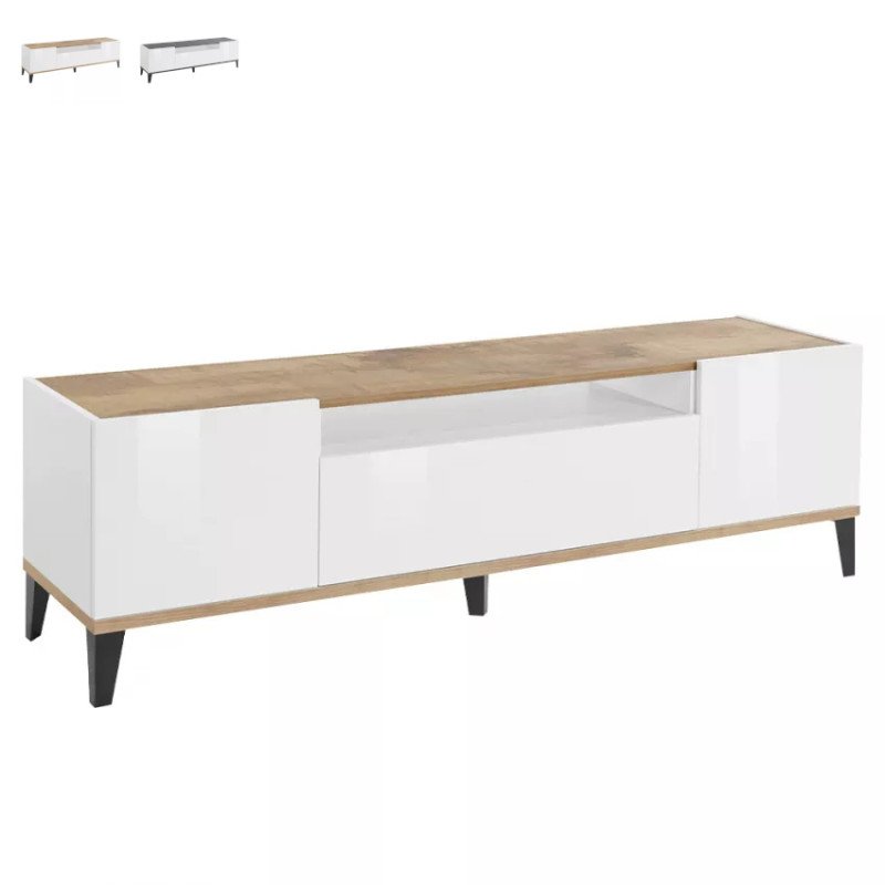 Mobile TV 160 cm Basso Moderno Legno 2 Ante Sobre Salotto