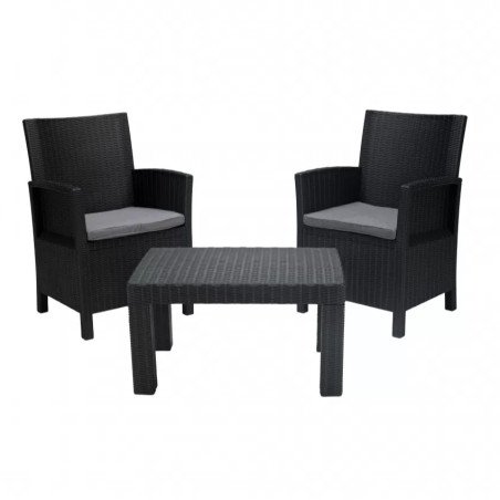 Set Giardino 2 Posti in Polyrattan per Esterno in Resina