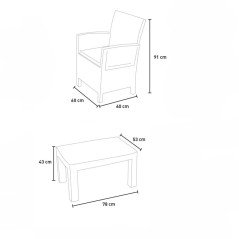 Set Giardino 2 Posti in Polyrattan per Esterno in Resina
