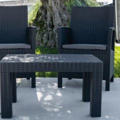Set Giardino 2 Posti in Polyrattan per Esterno in Resina