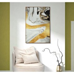 Quadro Astratto Moderno con Cornice Oro e Nero 80x120