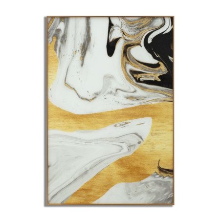 Quadro Astratto Moderno con Cornice Oro e Nero 80x120