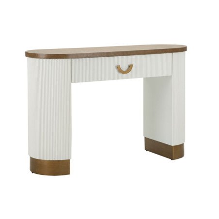 Consolle Moderna Bianca Legno Ingresso Elegante Bronzi 120 cm