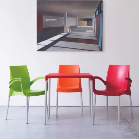 Tavolo Bar 70x70 Alluminio e Plastica Quadrato da Esterno Boulevard