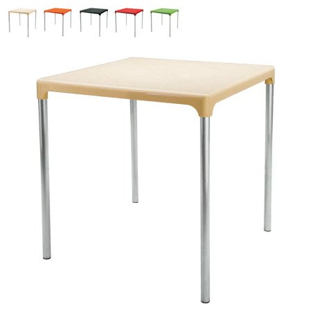 Tavolo Bar 70x70 Alluminio e Plastica Quadrato da Esterno Boulevard