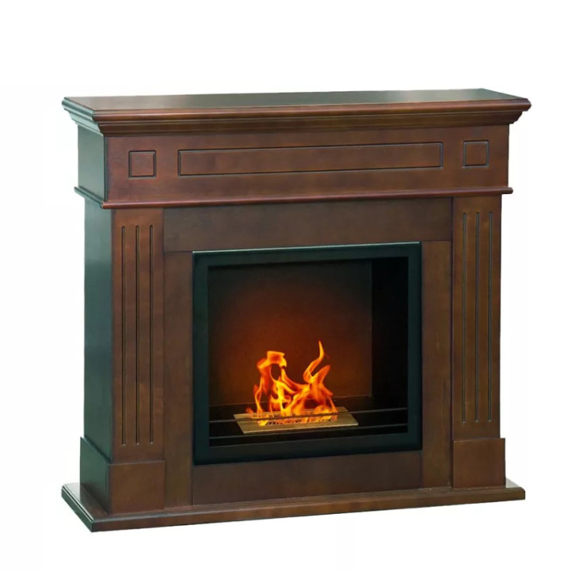 Biocamino con Cornice da Terra Stile Classico in Legno 110 cm Biocamino con Cornice da Terra Stile Classico in Legno 110 cm