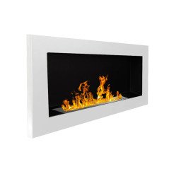 Biocamino Bianco da Parete e da Incasso 90 cm Soggiorno