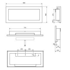Biocamino Bianco da Parete e da Incasso 90 cm Soggiorno