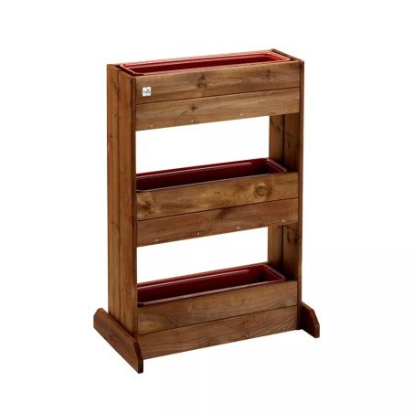 Fioriera Verticale in Legno da Esterno Multipiano Alta 100 cm