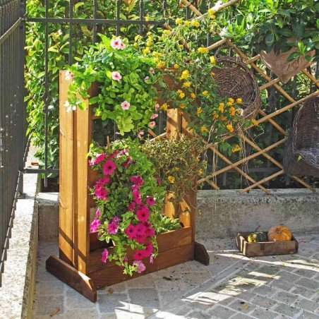 Fioriera Verticale in Legno da Esterno Multipiano Alta 100 cm