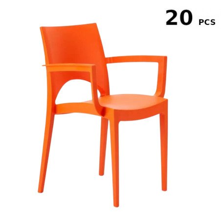 20 Stock Sedie Polipropilene con Braccioli Dehor Bar Paris Arm
