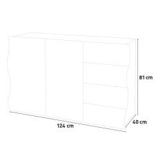 Credenza Bianca Lucida Moderna 2 Ante con Cassetti Madia 130 cm