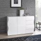 Credenza Bianca Lucida Moderna 2 Ante con Cassetti Madia 130 cm