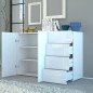 Credenza Bianca Lucida Moderna 2 Ante con Cassetti Madia 130 cm