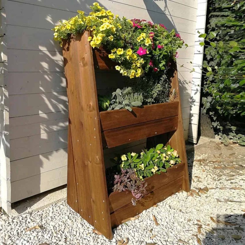 Fioriera Multipla Verticale Legno da Balcone 67x46x100 cm Portafiori