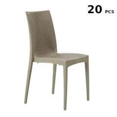20 pz Stock Sedie in Plastica Impilabili Grand Soleil Polirattan da Esterno per Bar