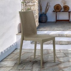 20 pz Stock Sedie in Plastica Impilabili Grand Soleil Polirattan da Esterno per Bar