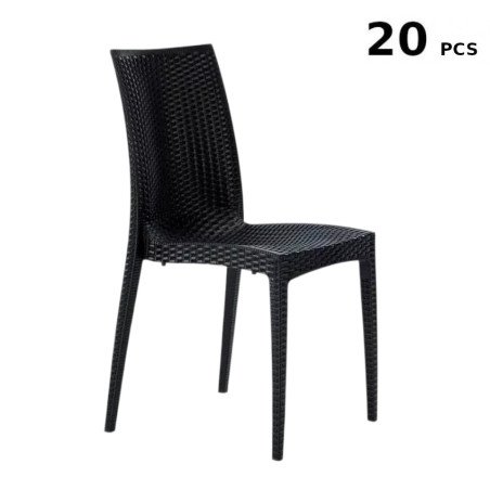 20 pz Stock Sedie in Plastica Impilabili Grand Soleil Polirattan da Esterno per Bar