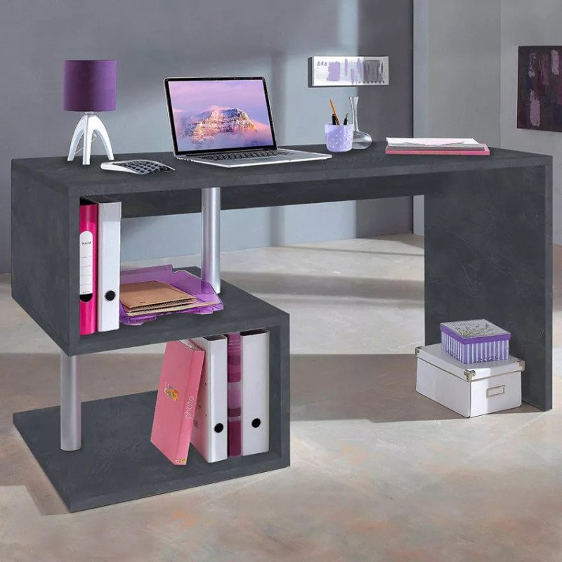 Scrivania 140x60 Design Porta Pc Moderna in Legno con Mensole Scrivania 140x60 Design Porta Pc Moderna in Legno con Mensole