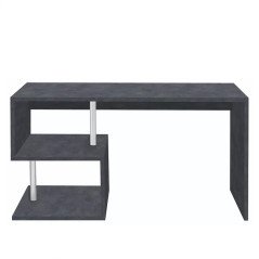 Scrivania 140x60 Design Porta Pc Moderna in Legno con Mensole