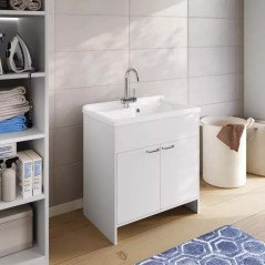 Negrari Lavatoio con Mobile in Resina 80 cm da Esterno 2 Ante