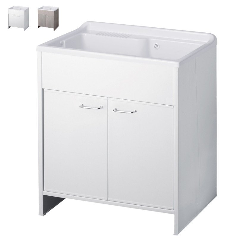 Negrari Lavatoio con Mobile in Resina 80 cm da Esterno 2 Ante