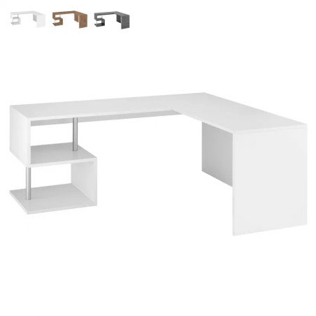 Scrivania Angolare Design Moderna per Pc 180x160 con Libreria