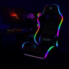 Sedia Gaming Led RGB Reclinabile con Poggiapiedi Poltrona Ecopelle