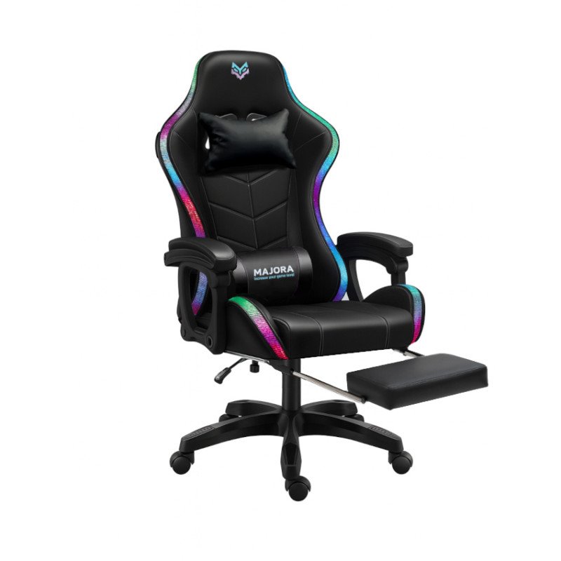 Sedia Gaming Led RGB Reclinabile con Poggiapiedi Poltrona Ecopelle