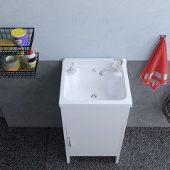 Mini Lavabo da Esterno in Resina con Mobiletto Lavatoio Salvaspazio