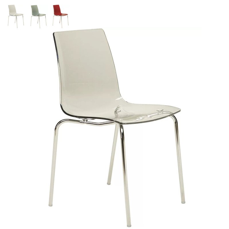 Sedie Trasparenti con Gambe in Acciaio Lollipop Grand Soleil Policarbonato
