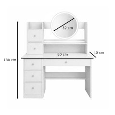 Postazione Trucco con Cassetti Specchio e Luci Toeletta 80 cm