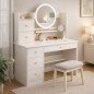 Postazione Trucco con Cassetti Specchio e Luci Toeletta 80 cm