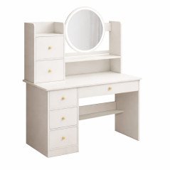 Postazione Trucco con Cassetti Specchio e Luci Toeletta 80 cm