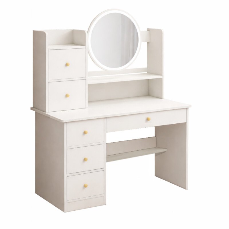 Postazione Trucco con Cassetti Specchio e Luci Toeletta 80 cm